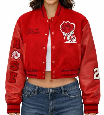 Teyana Taylor Jordan Red Cropped varsity Jacket